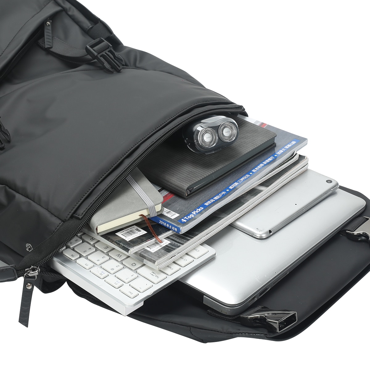Rucsac laptop 15.6", smart casual, design pelerin unisex, impermeabil, TIGERNU, 30x13x43 cm, Negru