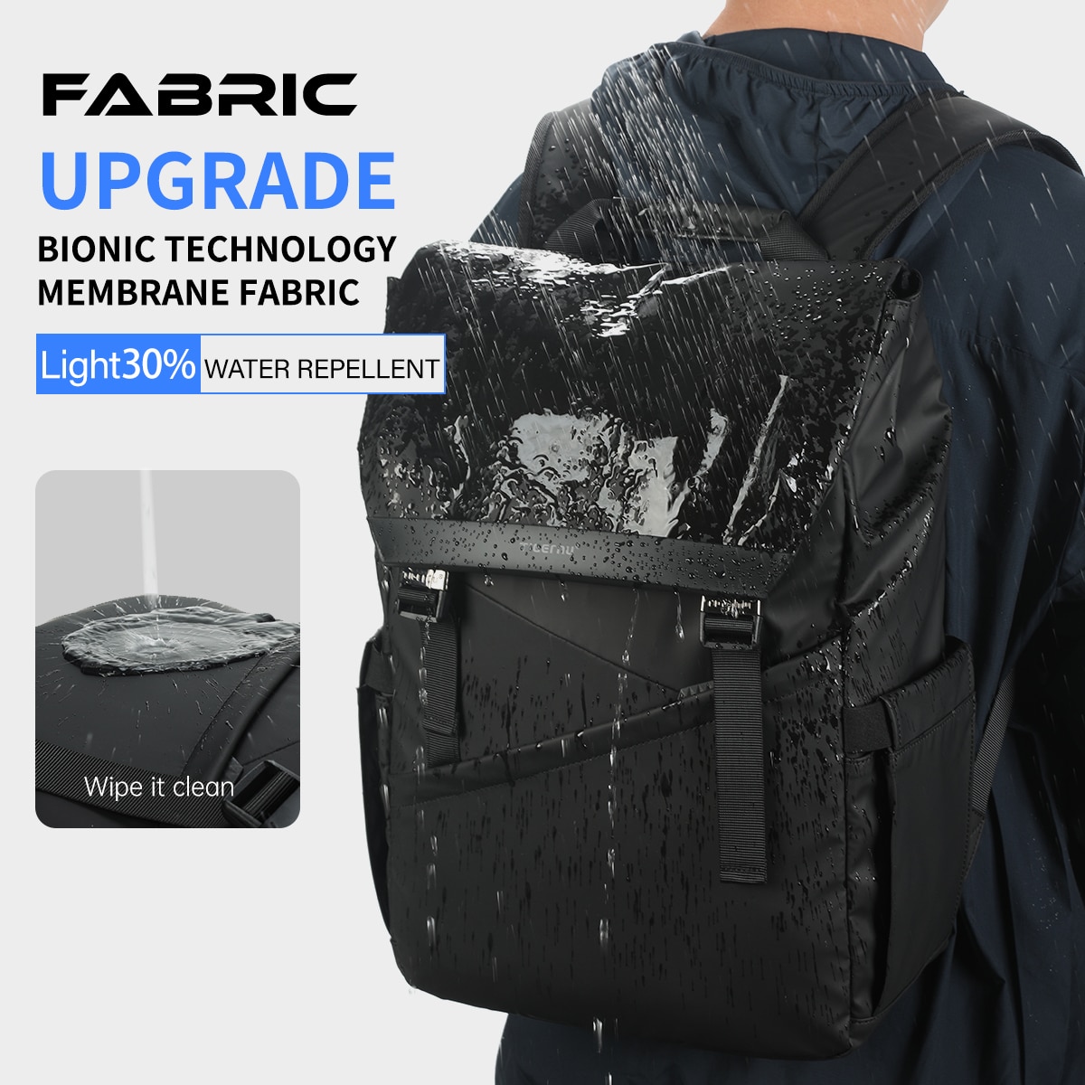 Rucsac laptop 15.6", smart casual, design pelerin unisex, impermeabil, TIGERNU, 30x13x43 cm, Negru