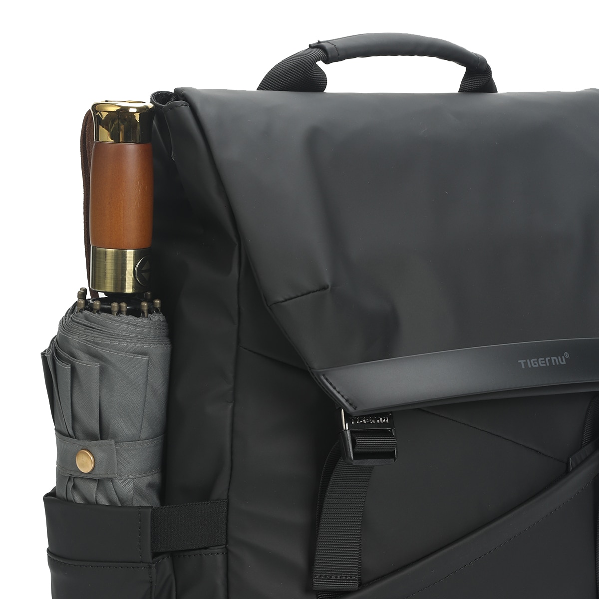 Rucsac laptop 15.6", smart casual, design pelerin unisex, impermeabil, TIGERNU, 30x13x43 cm, Negru
