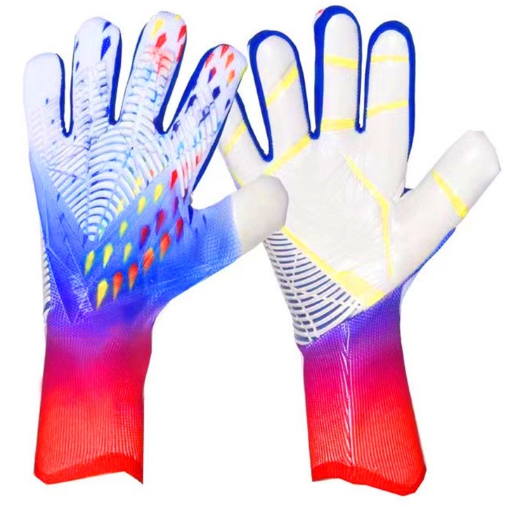 Вратарски ръкавици против плъзгане, длан от супер мек латекс, дишащи, устойчиви на износване и удебелени, удължени предпазители за китките за по-добро прилягане, размер 10（20-21 см）, червени