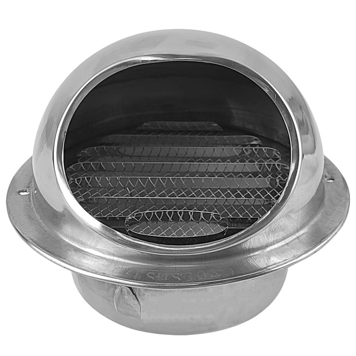 Grila de ventilatie rotunda Qinglee, inox, filtru plasa, 98x45mm
