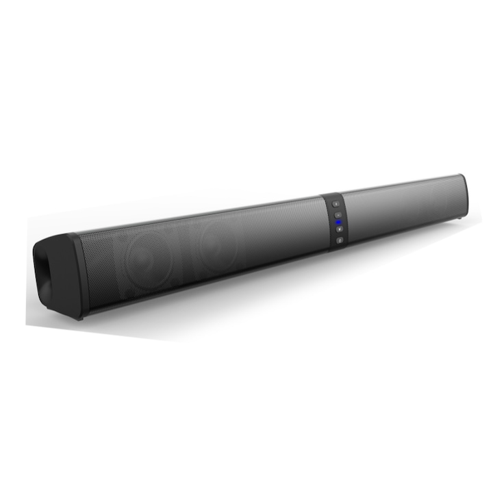 Bar hangszóró, Bluetooth csatlakozás, fém háló a hangszórókhoz, HIFI hangminőség, U-disk / TF kártya / 3,5 mm-es AUX / FM lejátszás támogatása, négy beépített 5 W-os hangszóró, LED jelzőlámpa, PC és TV párosítás