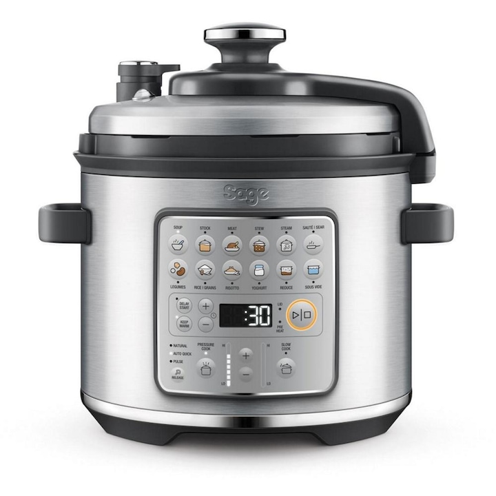 Уред за бавно готвене Sage SPR680BSS и тенджера Sous Vide, 1100 W, 6 L, сребрист