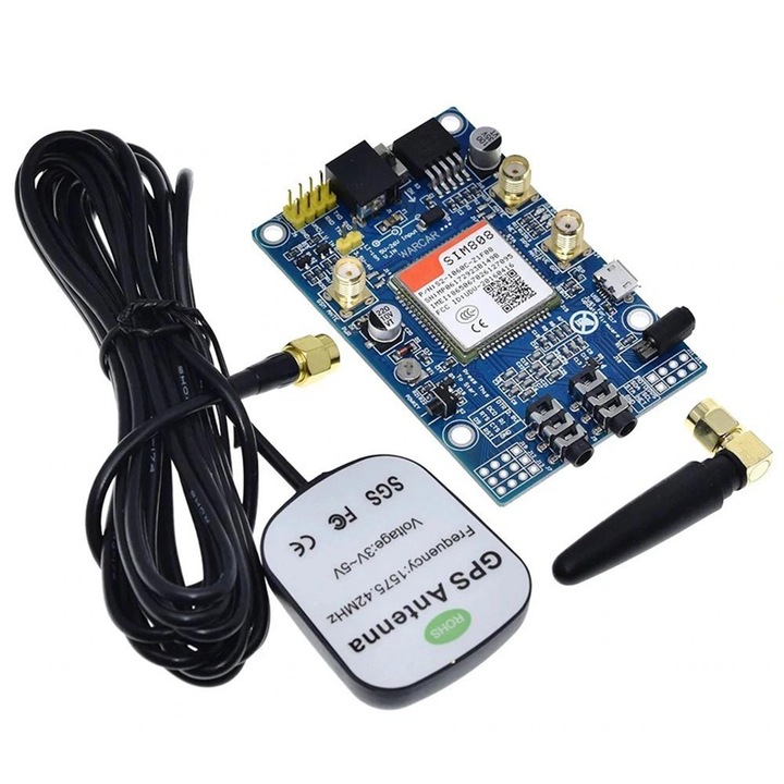SIM808 GSM GPRS модул с IPX SMA платка и GPS антена, Raspberry Pi и Arduino