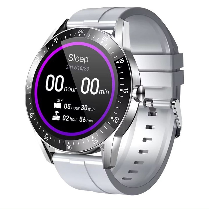 Ceas Smartwatch SeveShop, Bratara Fitness, Rezistent la Apa IP67, Notificari Apeluri/SMS/Social Media, Monitorizare Activitati Fizice, Somn, Ritm Cardiac, Pedometru, Player Muzica, Conectivitate Bluetooth 5.0, Autonomie 7 Zile, Grey