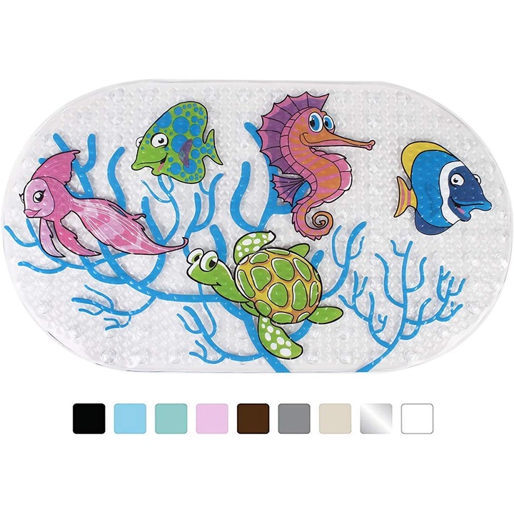 Covoras de baie pentru copii, Enforose, design antiderapant, modele cu desene animate, pvc durabil, 69x39cm
