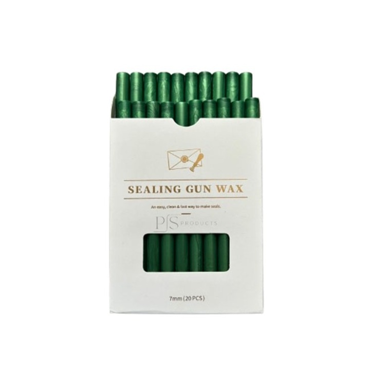 Kit batoane ceara, 20 buc, pentru 60-80 sigilii stampila, 7mm, PS Products, Verde