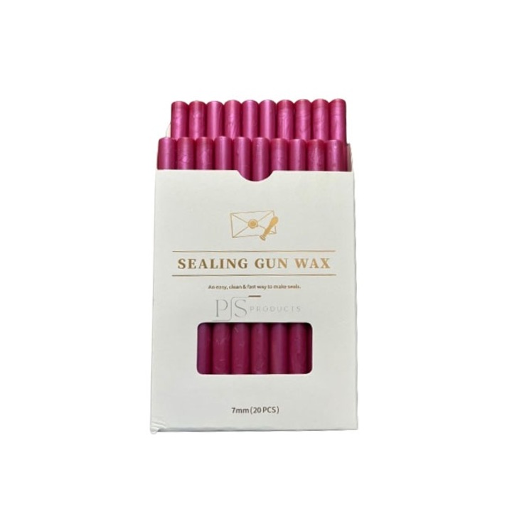 Kit batoane ceara, 20 buc, pentru 60-80 sigilii stampila, 7mm, PS Products, Roz sidefat