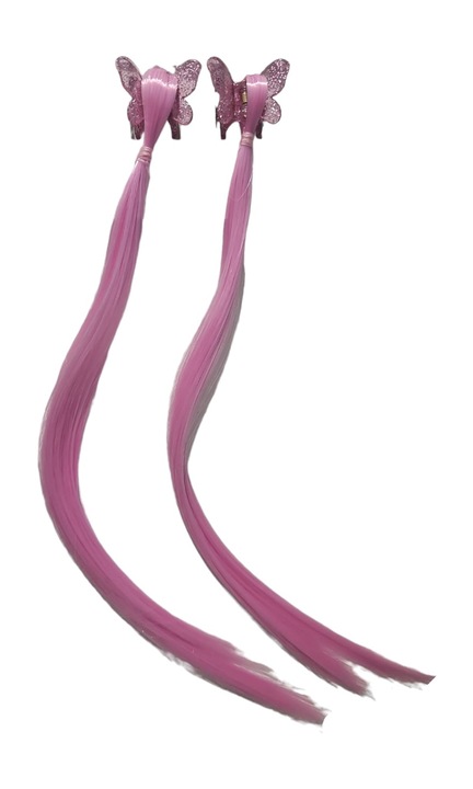 Set 2 extensii de par, cu cleste roz