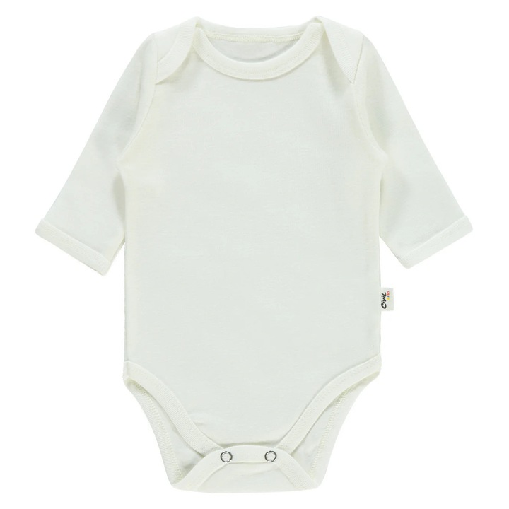 Body cu maneca lunga BABY SOFT pentru copii, ERAKIDS, imprimeu inspirat din natura/uni, 100% Bumbac PREMIUM, Alb
