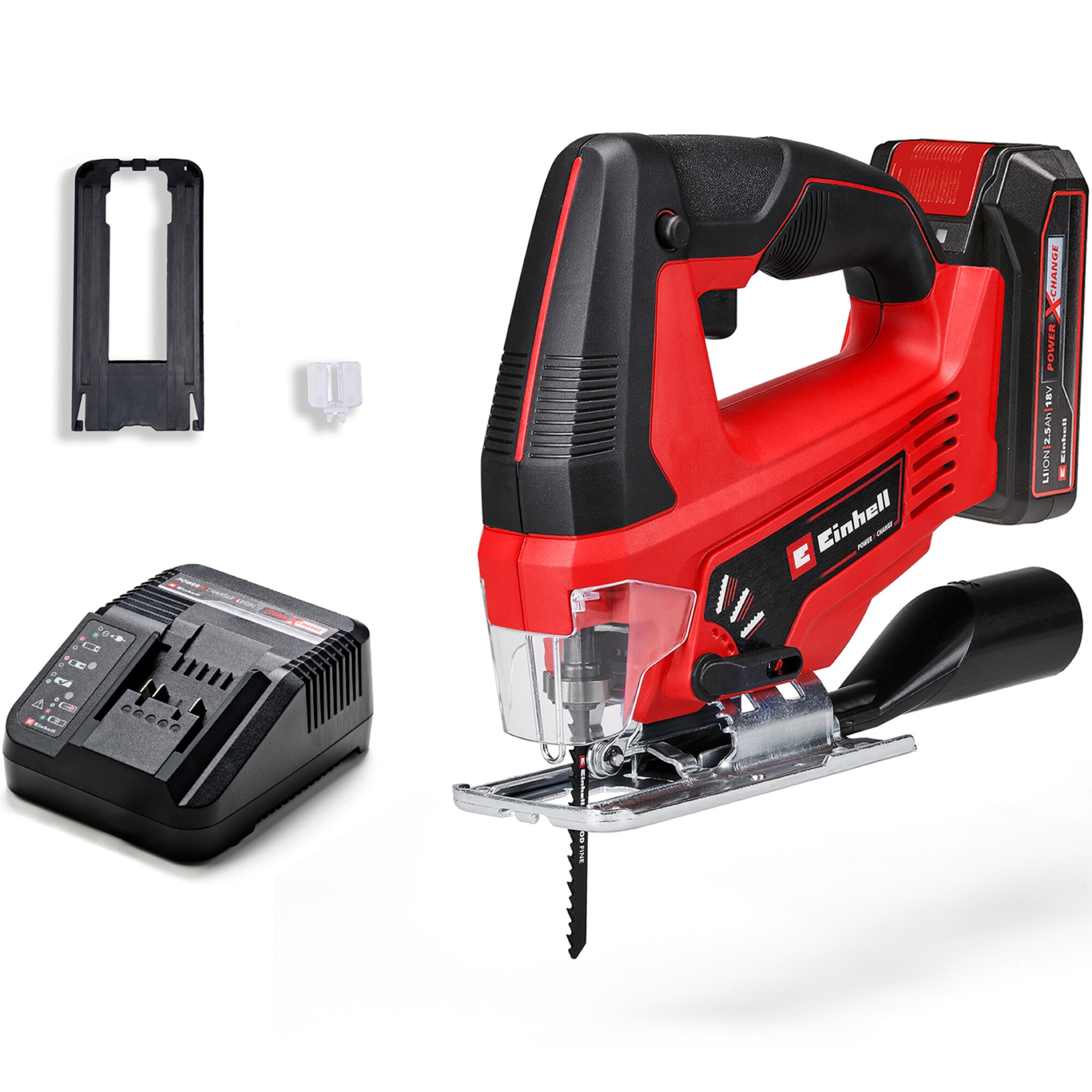Fierastrau pendular pe acumulator Einhell Power-X-Change TC-JS 18/70 Li KIt, 2700 curse/min, 70 mm adancime taiere lemn, 10 mm adancime taiere plastic, 8 mm adancime taiere otel, a