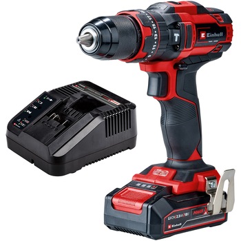 Masina de gaurit (bormasina) Einhell Power X-Change , TE-CD 18/44 Li-I Kit, 18 V, 44 Nm, 1500 rpm, mandrina 13 mm, acumulator 18 V 2.5 Ah Einhell Power-X-Change si incarcator