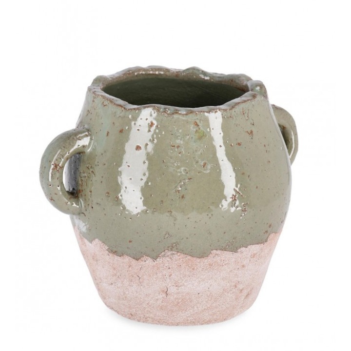 Ghiveci flori teracota natur verde 22x16x17 cm