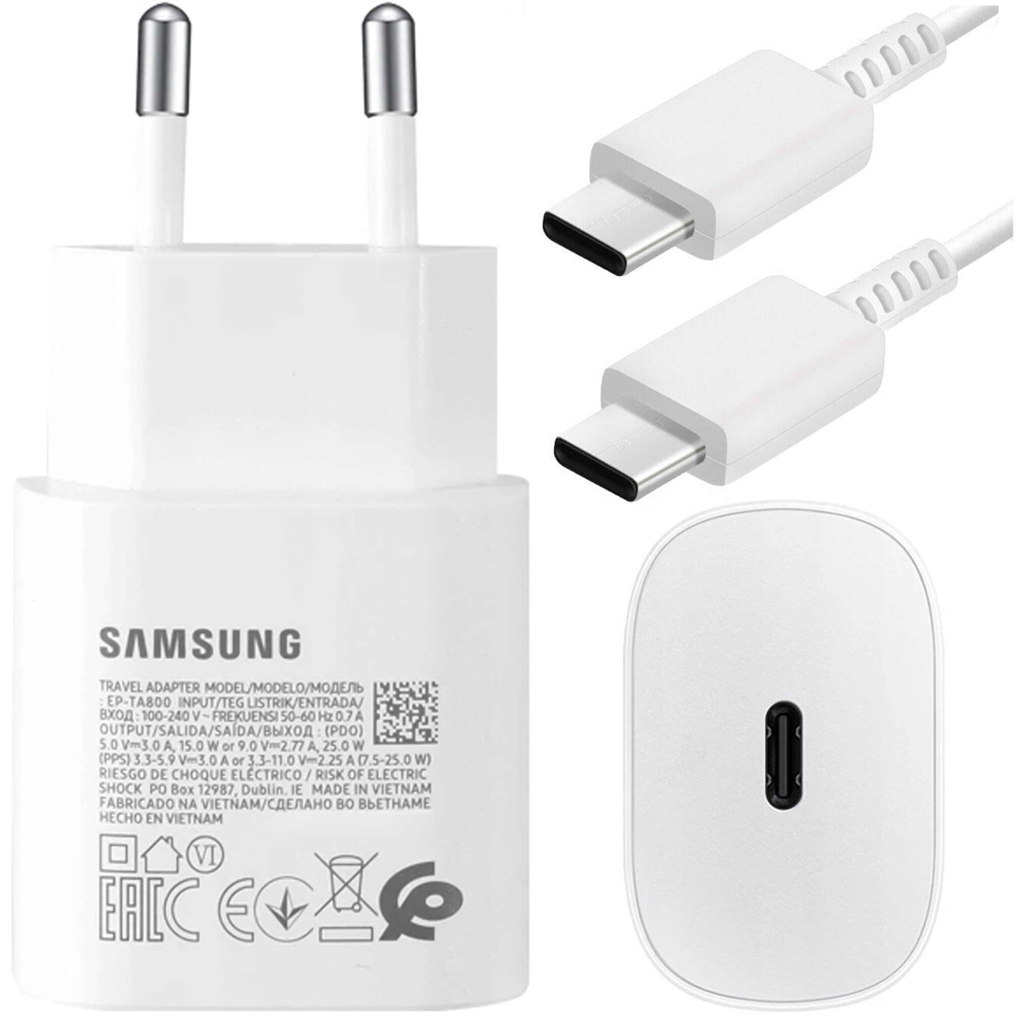 Set Accesorii GSM Samsung Casti AKG Type-C plus Incarcator Samsung Fast Charging 25W USB-C Cablu USB-C USB-C 3A 25W Alb Bulk