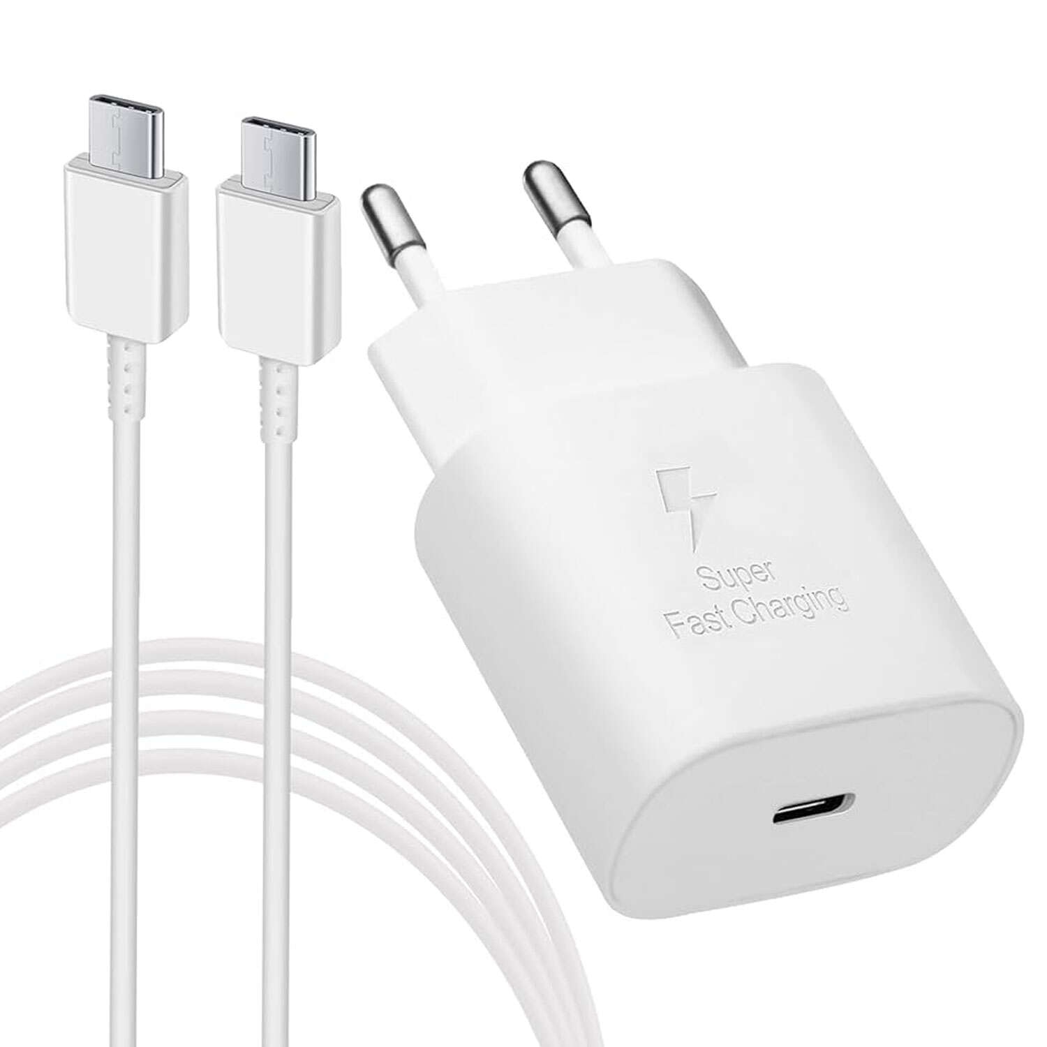 Set Accesorii GSM Samsung Casti AKG Type-C plus Incarcator Samsung Fast Charging 25W USB-C Cablu USB-C USB-C 3A 25W Alb Bulk
