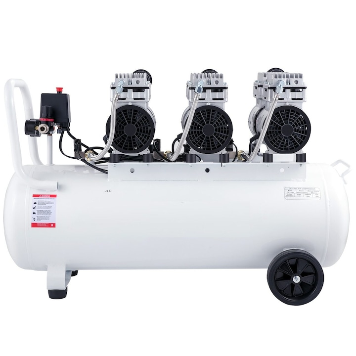 Compresor fara ulei, silentios 78 dB, 2200W, 100 l, 495 l/min, 8 Bar, 1400 rpm