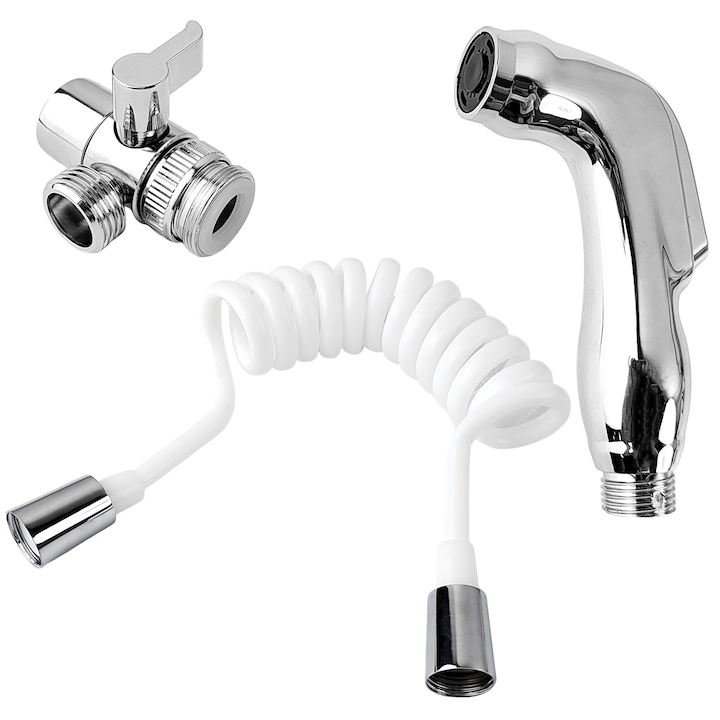 Dozator bideu si dus, Outinhao, set 3 piese cu furtunuri albe