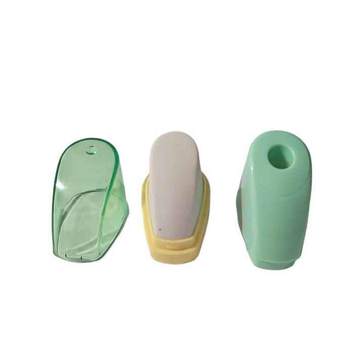 Ascutitoare simpla cu radiera galben, capac verde transparent