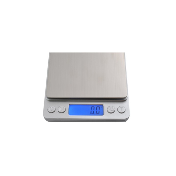 Cantar electronic de bucatarie, Digital Scale, Professional, Inalta precizie, 2000gr, Diviziune 0.1gr, Argintiu