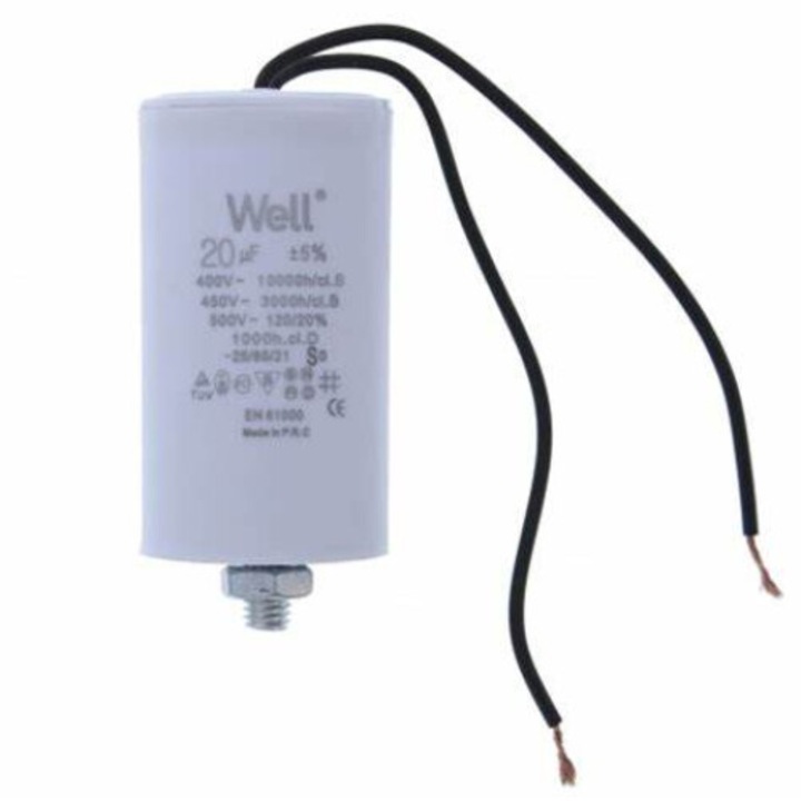 Well MOTOR-RUN-CAPACIT-12UF-400V-WIRE-WELL Motor kondenzátor: 12UF
