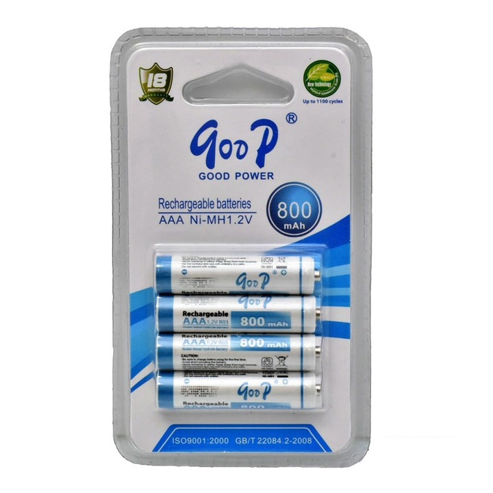 GooD R3 AAA tölthető akkumulátorok, 800mAh, Ni-Mh, 4 darabos készlet