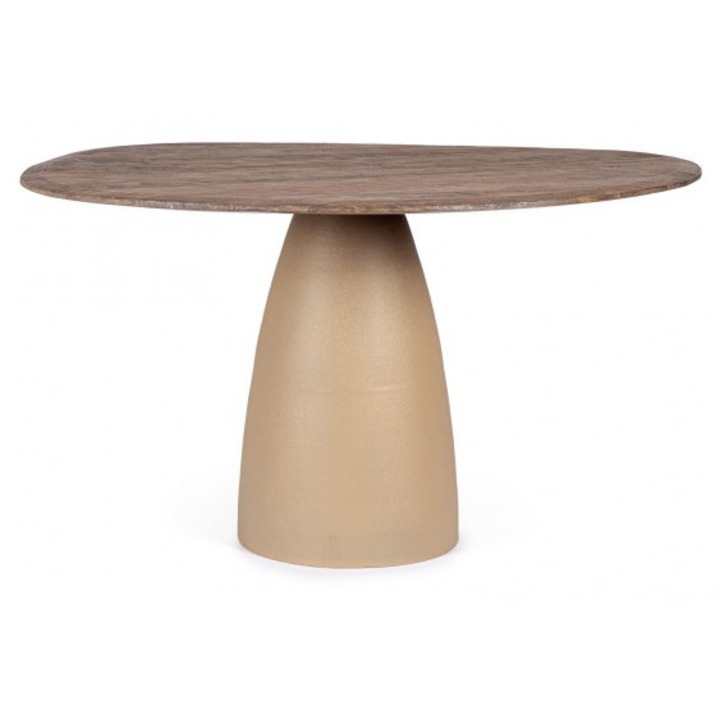 Маса от стомана, дърво, кафява Stanley 140x120x76 см