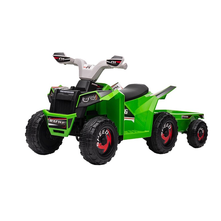 ATV electric cu remorca Premier Beach, 6V, verde