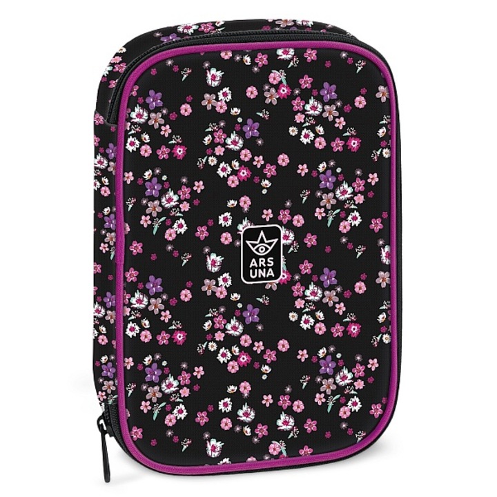 Kétrészes egycipzáros Iskolai tolltartó - Pearl Bloss Black (5377) 24, Nem felszerelt