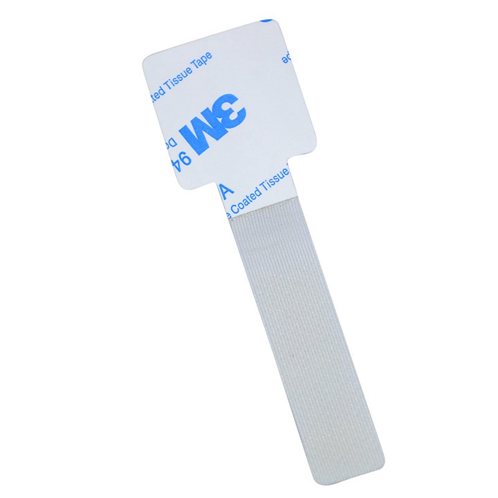 Set 10 bride cabluri cu velcro, autoadeziv, reglabil, nylon, alb, 15cm