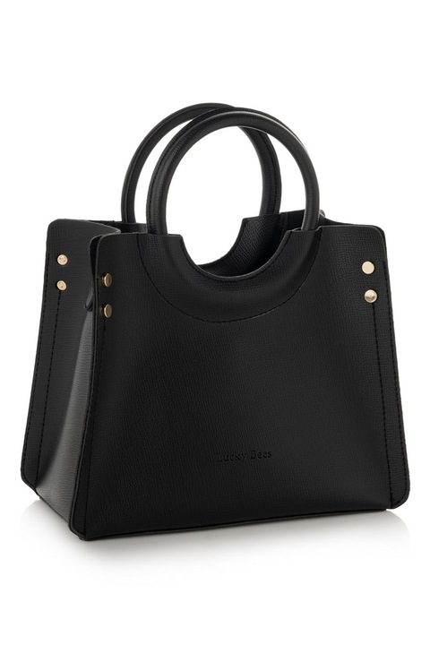 Lucky Bees, Екологична кожена чанта crossbody, Черен, 22x28x13