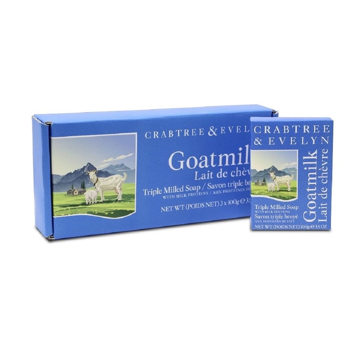 Set 3 sapunuri Crabtree & Evelyn, Goatmilk & Oat, Hydrating, 3 x 85 g