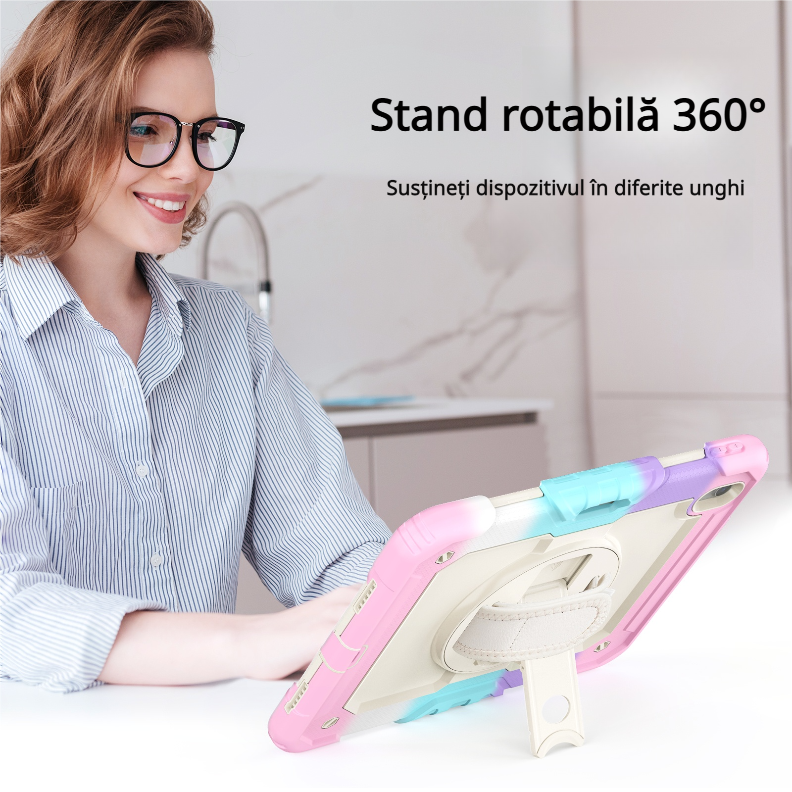 Husa Pentru iPad Air 11 inchi 2024 M2 (Air a Sasea Generatie), Cu Stilou Optic Universal (Nereincarcabil), Carcasa De Protectie Rezistenta La Soc, Rezistenta La Soc, Roz