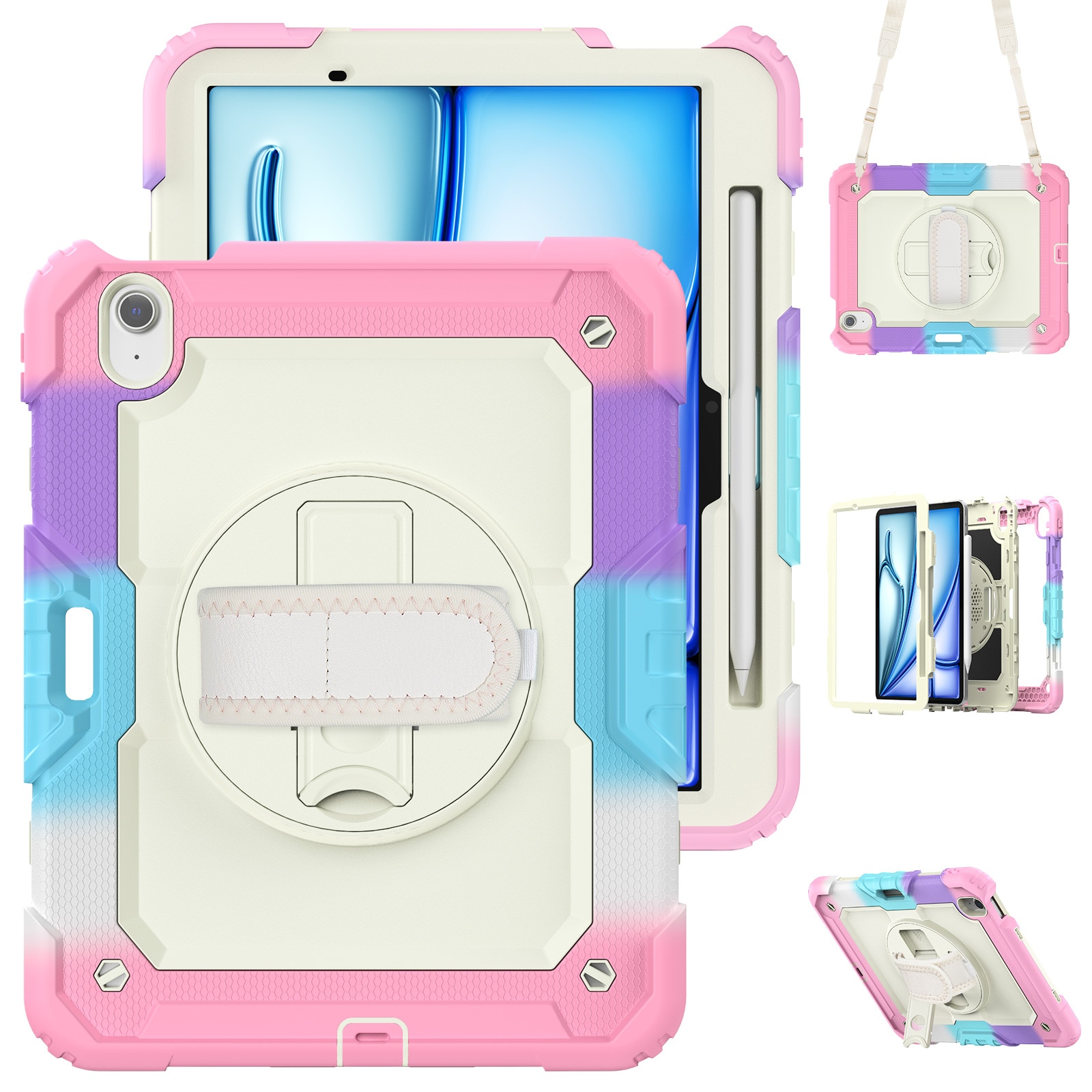 Husa Pentru iPad Air 11 inchi 2024 M2 (Air a Sasea Generatie), Cu Stilou Optic Universal (Nereincarcabil), Carcasa De Protectie Rezistenta La Soc, Rezistenta La Soc, Roz
