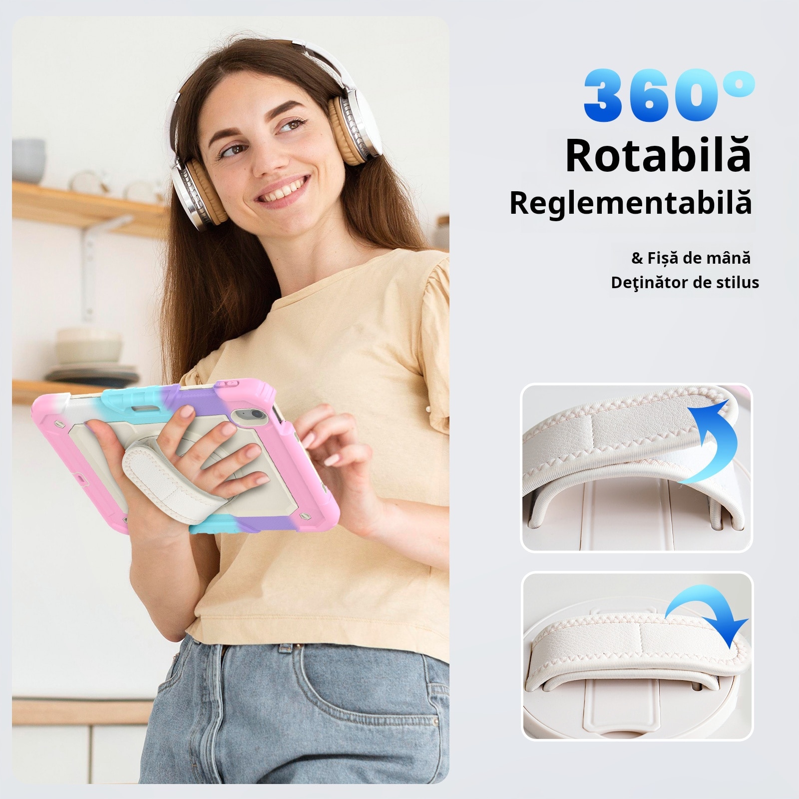Husa Pentru iPad Air 11 inchi 2024 M2 (Air a Sasea Generatie), Cu Stilou Optic Universal (Nereincarcabil), Carcasa De Protectie Rezistenta La Soc, Rezistenta La Soc, Roz