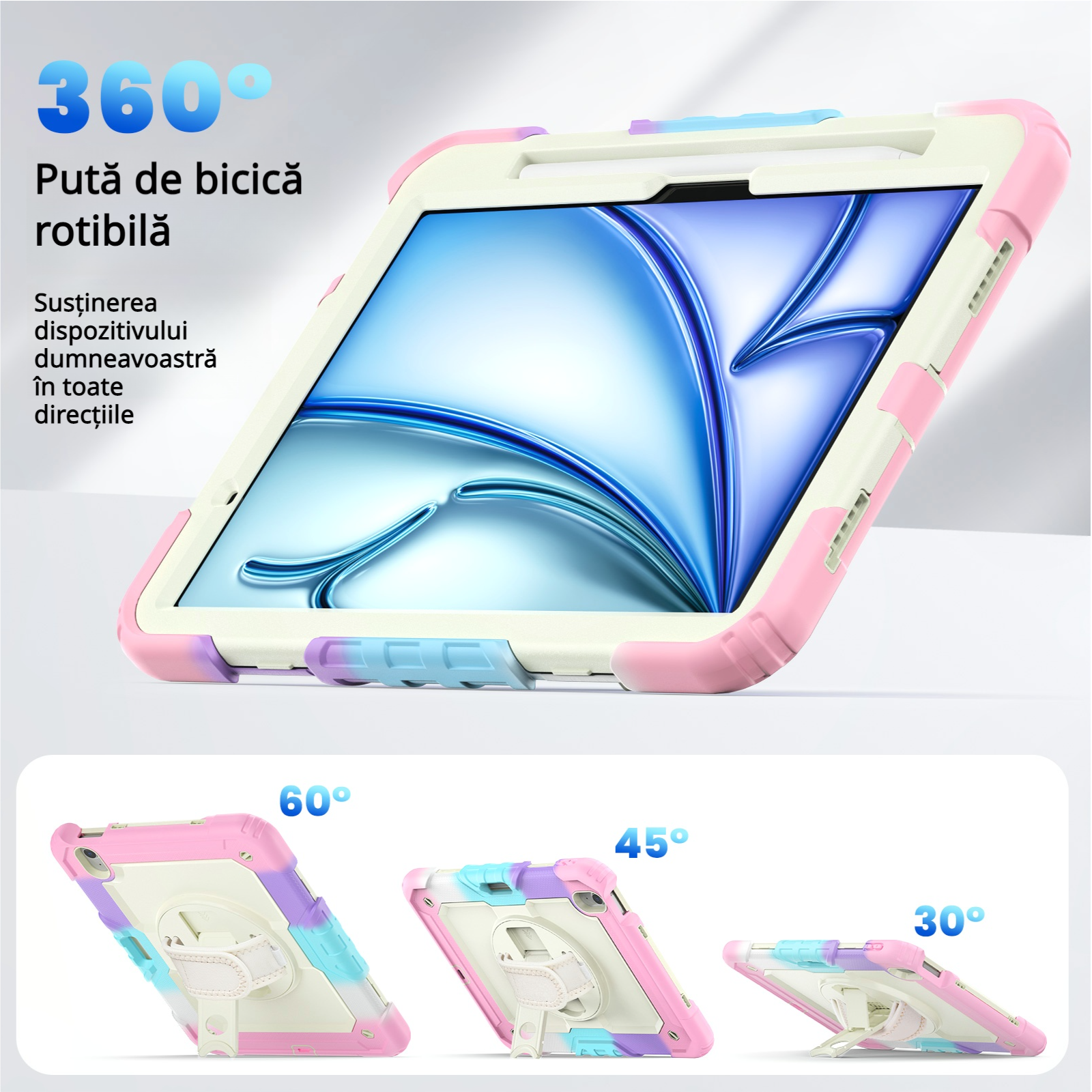 Husa Pentru iPad Air 11 inchi 2024 M2 (Air a Sasea Generatie), Cu Stilou Optic Universal (Nereincarcabil), Carcasa De Protectie Rezistenta La Soc, Rezistenta La Soc, Roz