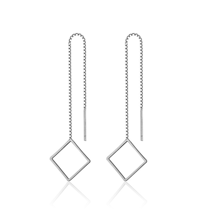 HYTIREBY fülbevaló, geometrikus medál, hosszú bojt, ezüst