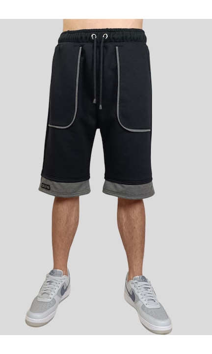 Pantaloni scurti, cu buzunare conturate, de barbatiaa, Negru