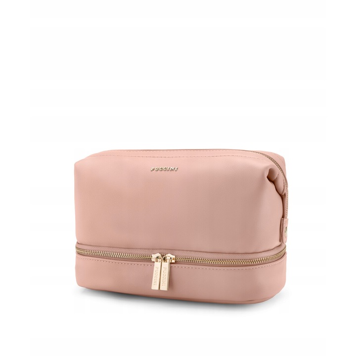 Portfard de calatorie Puccini, cu zatrzaski, piele ecologica, roz