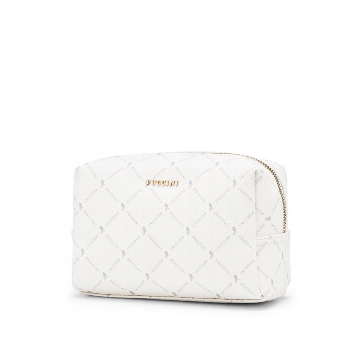 Portfard dama Puccini Monogram, ecologic, cu fermoar, alb