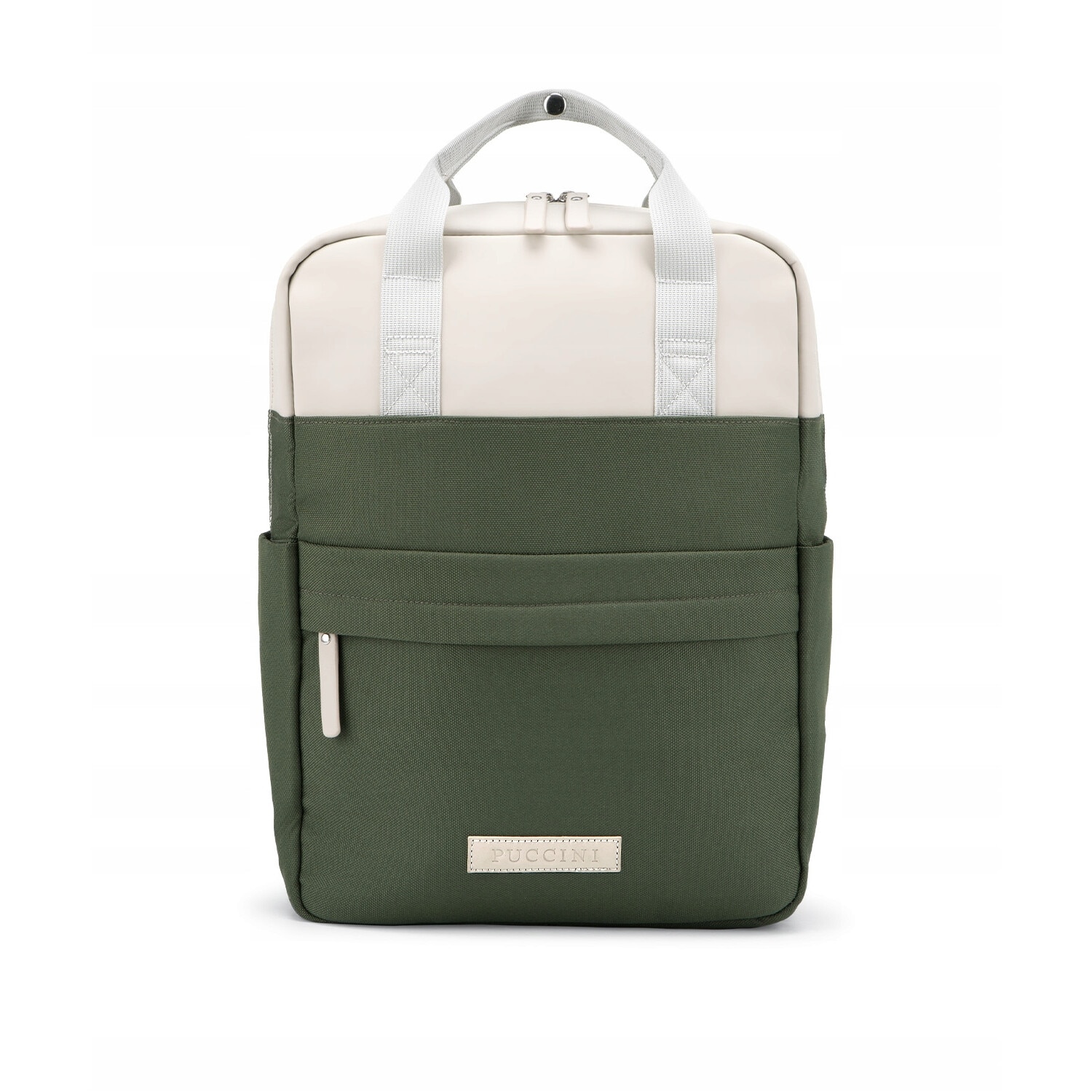 Rucsac urban Puccini, compartiment laptop 15'', piele ecologica, verde inchis