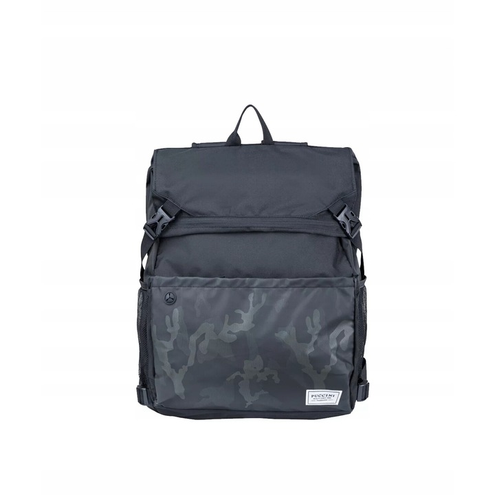 Rucsac PUCCINI, Horizon, model camuflaj, compatibil cu laptop de 14 inch, poliester, gri antracit