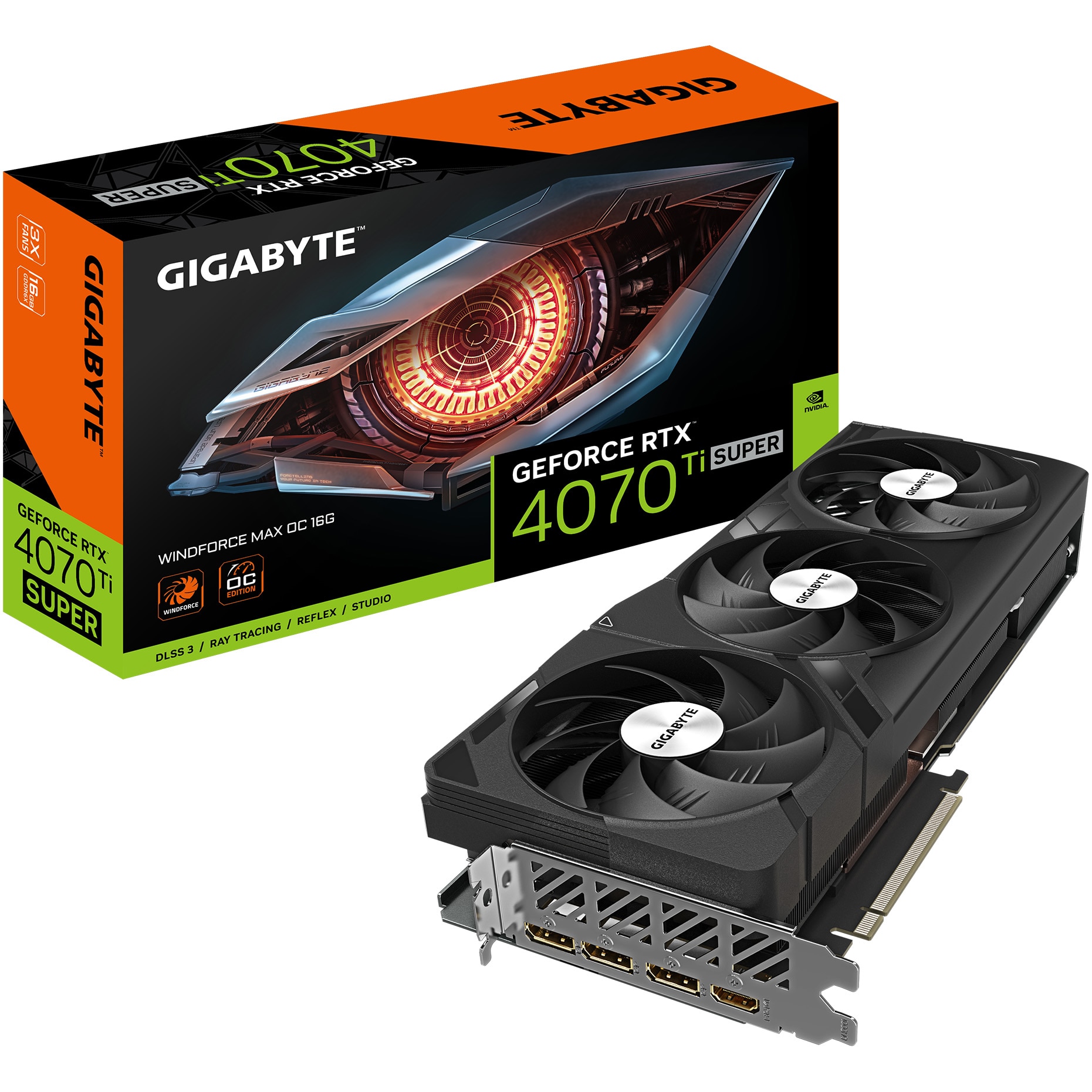 Placa video GIGABYTE GeForce RTX™ 4070 Ti SUPER WINDFORCE MAX OC, 16GB GDDR6X, 256-bit
