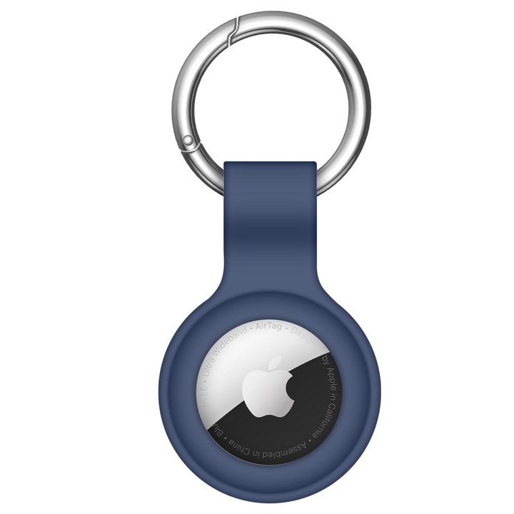 Калъф от силикон съвместим с Apple, JENUOS®, метален ключодържател, против изгубване с метални щипки, син
