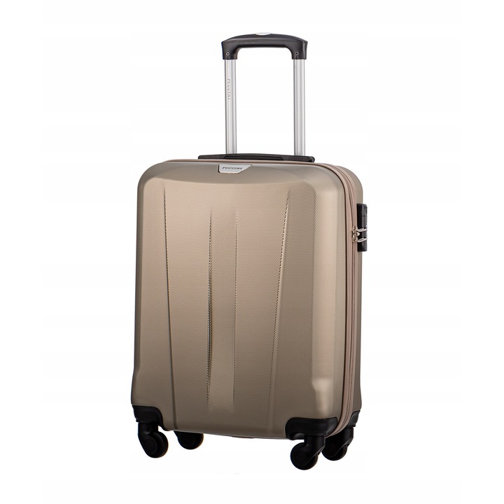 Troler Puccini Paris, ABS, 4 roti pivotante, 35L, 55x40x20cm, sampanie