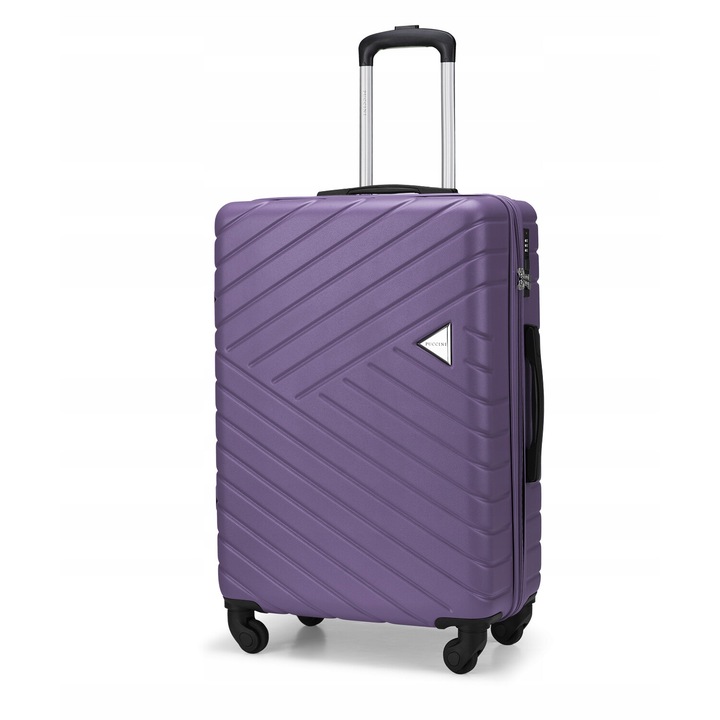 Troler mediu Puccini Malaga, ABS, violet, 66.5x47x25.5cm, set 4 roti, zavor codificat