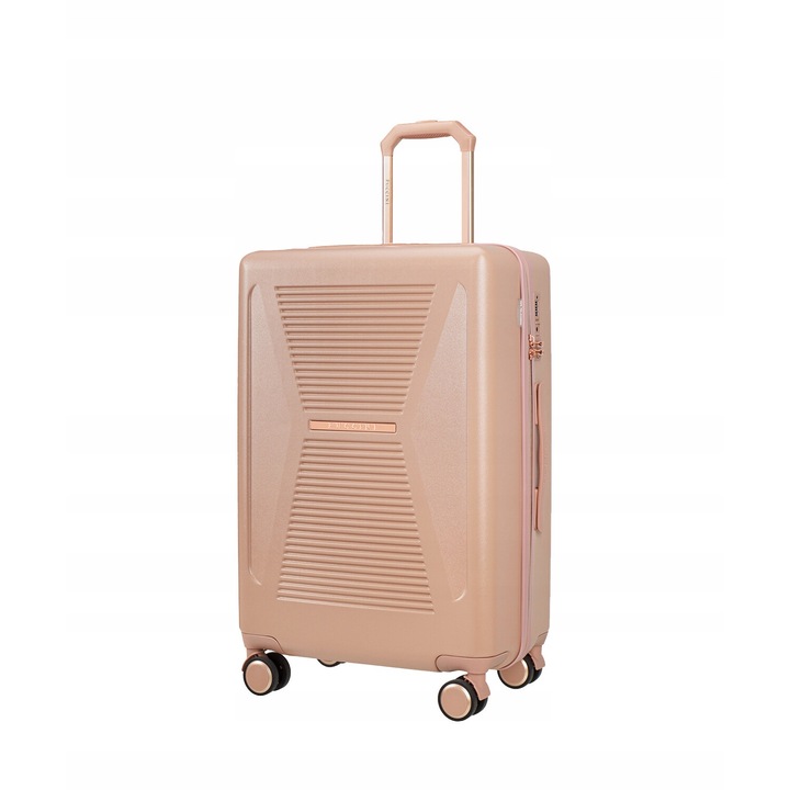 Troler mediu Puccini Malibu, policarbonat, roz, 64x43x25,5cm