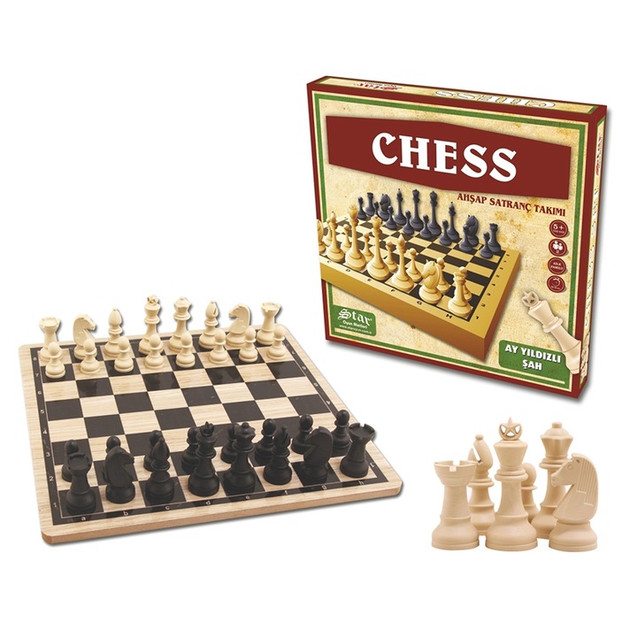 Joc De Sah, Piese Si Suport Din Lemn, Vision XXI, Cutie Carton