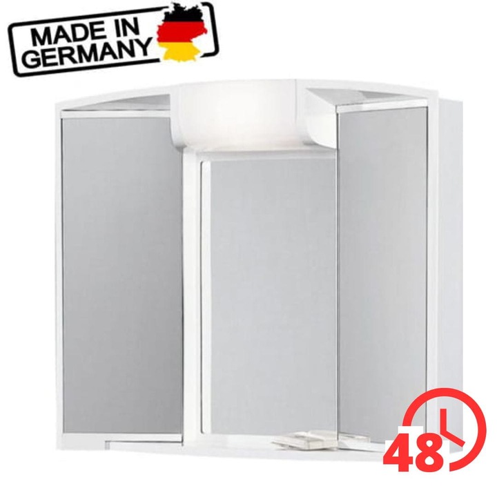 Dulap de baie, JOKEY, Cu oglinda, Luminat, De inalta calitate, Plastic, Mat, 50x59x15 cm, Cu oglinda, Alb