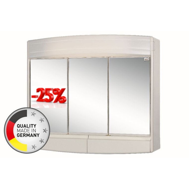 Dulap de baie, JOKEY, Cu oglinda, Cu iluminare si priza, De inalta calitate, Plastic, Mat, 60x53x18 cm, Cu oglinda, Alb