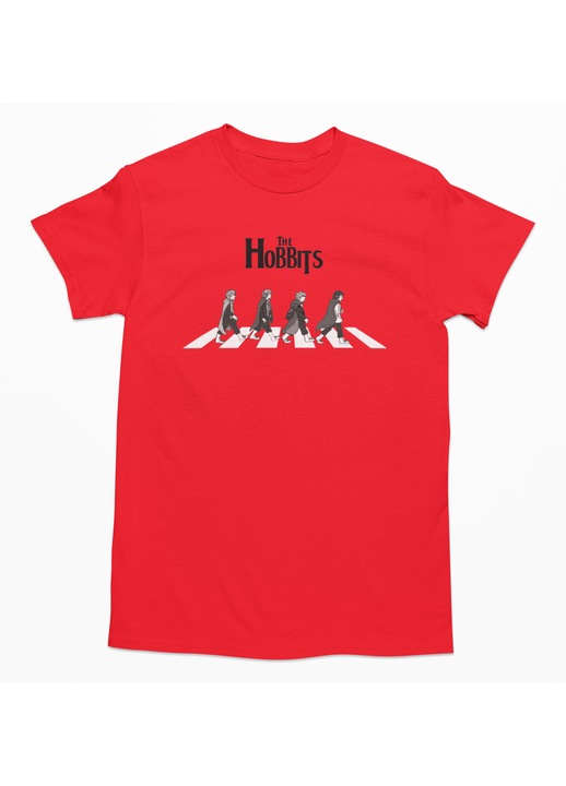 Kereknyakú mintás póló, piros, the hobbits, M-es